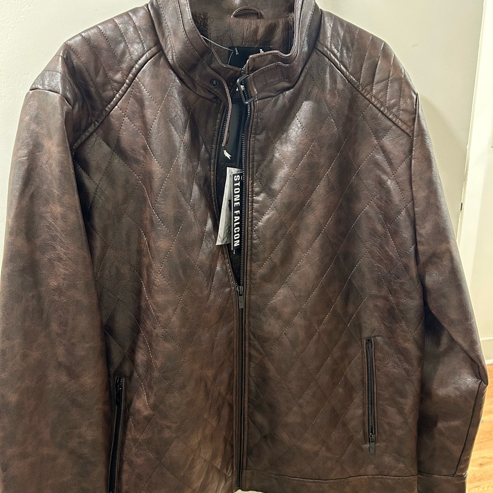 Men's Quilted Brown Leather Jacket